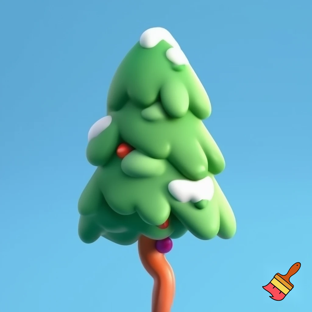 icon of fir tree in cartoon style