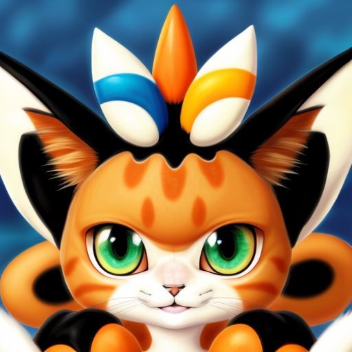 black and orange miles tails prower cat black and orange klonoa cat black and orange meowth fusion withe blue eyes meowth