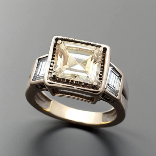 an elegant ring with the only one large rectangular baguette-cut stone