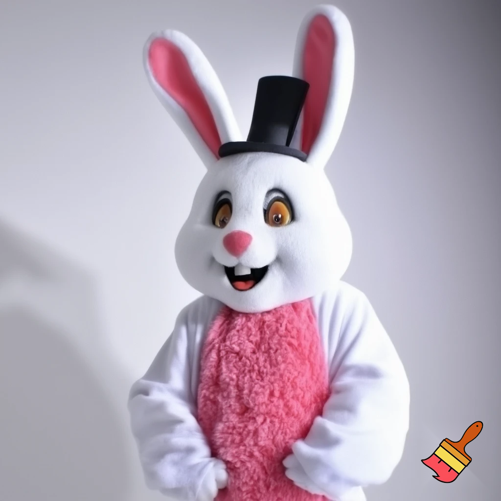  Mascot costume Easter bunny costume top hat pink and white