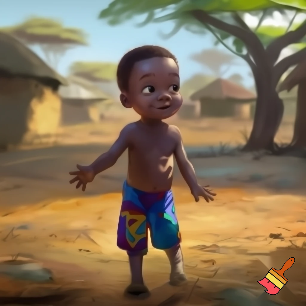 young African boy with a bulge in his pants
