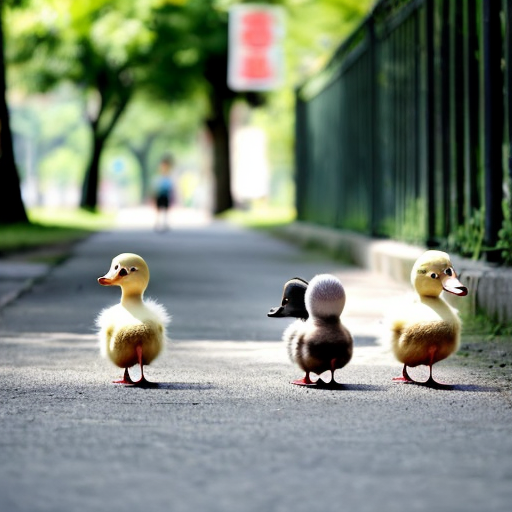 Today, pink duckling, blue duckling, green duckling are walking alone without mommy duck.