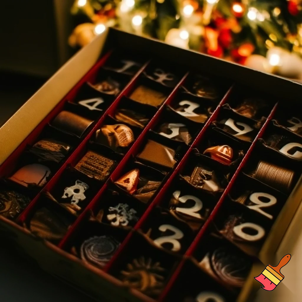 Chocolate advent calendar Numbers in the box a Christmas one hope the lead out how many days till Christmas?