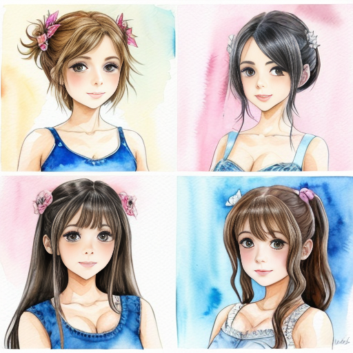 Four girls anime style 
