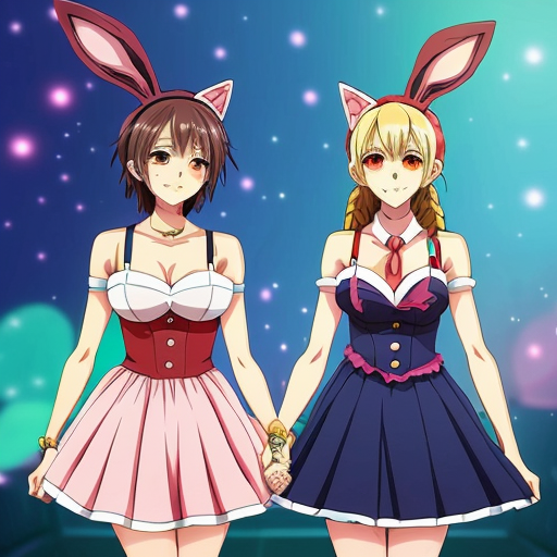 Show me what would happen if a boyfriend and girlfriend "Friday night funkin" were captured by female animatronics fnaf 2 , who then decided to make the boyfriend a girl (change his gender and appearance) and put the girl (boyfriend gender) in a cute sexy bunny animatronic costume, and the wife girlfriend in a female animatronic cat costume. Both died in agony. ( Blood ) How would the spirit of the girl (boyfriend gender) and his wife (girlfriend) react afterward? The boyfriend is gender (fnf) and looks like a bunny girl in spirit.