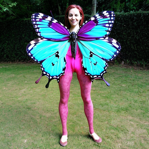 a Lifesize butterfly with human legs
