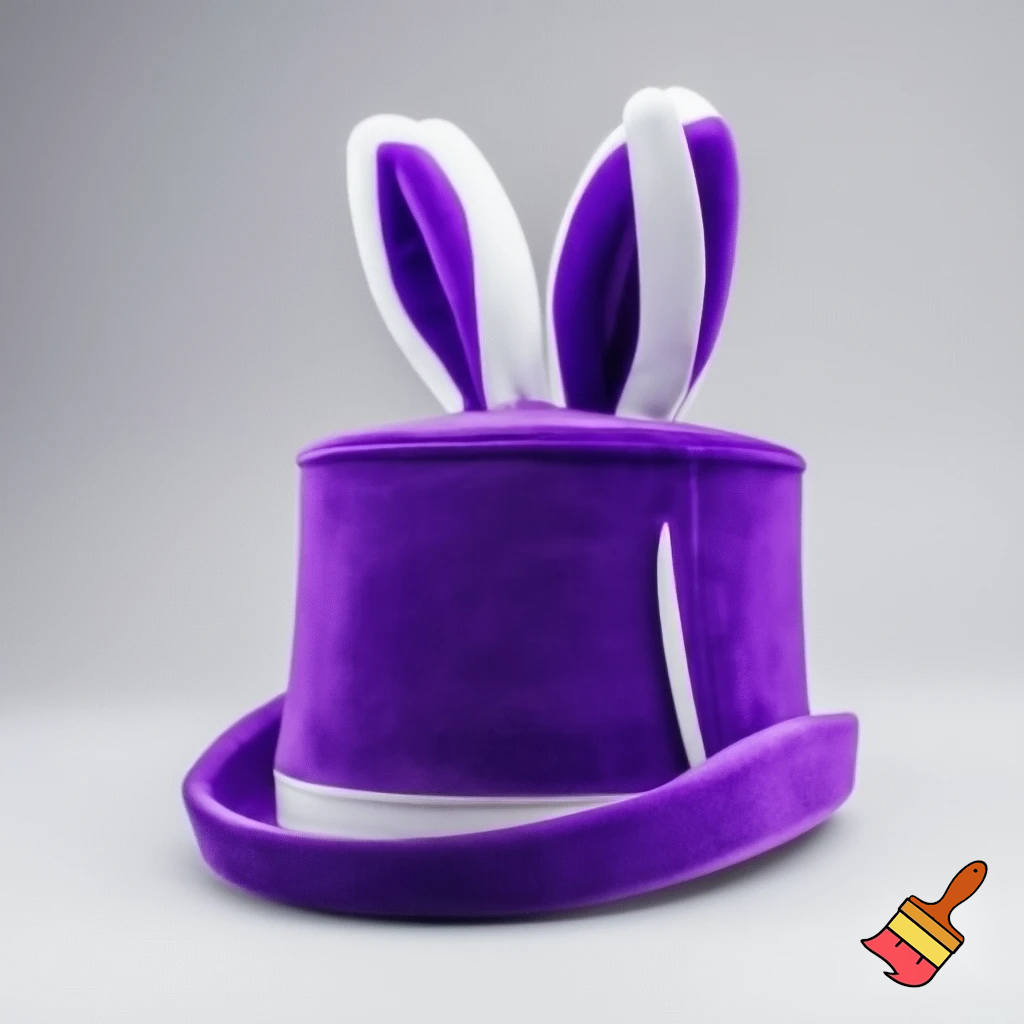 Easter top hat with headband, Easter bunny ears, purple and white velvet and fabric purple and white