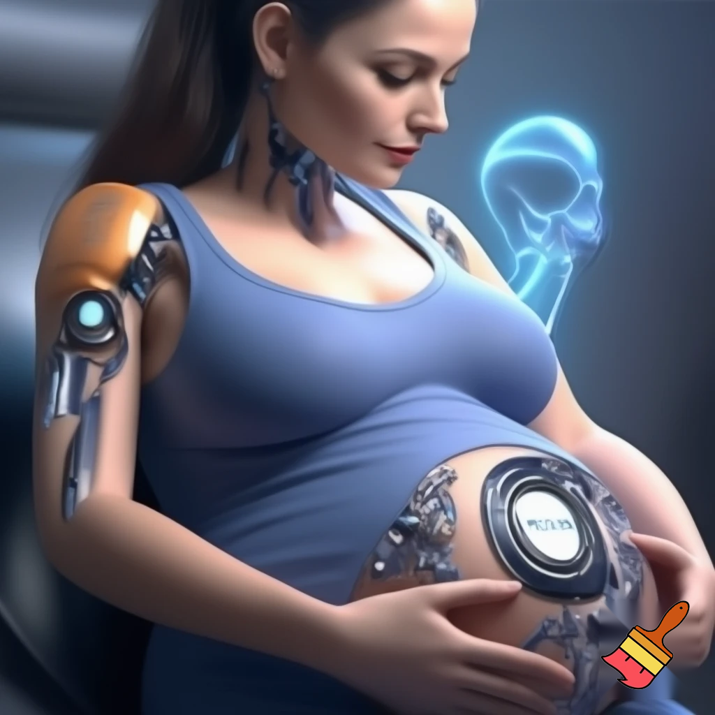 Mother getting cybernetic enhancements during pregnancy 