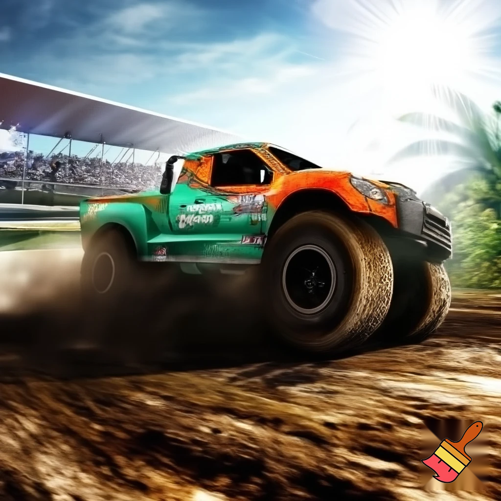 Crear una imagen de un camión JMC 2.8 rueda sencilla de carreras. Estilo.Formula Truck brasilera
