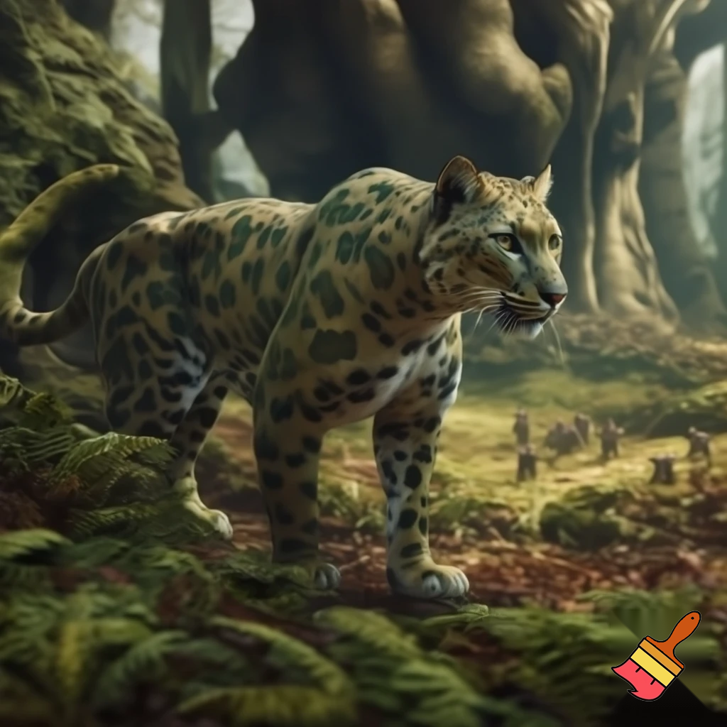 generate a picture that lives in a temperate forest it eats herd bound herbivores and its symbiotic relationship is mutualism
