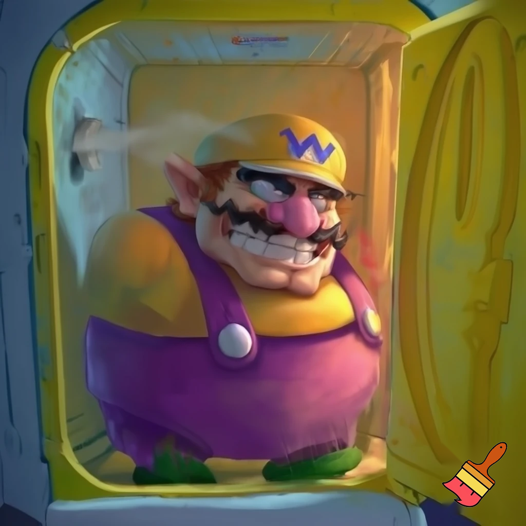Wario in a porta potty
