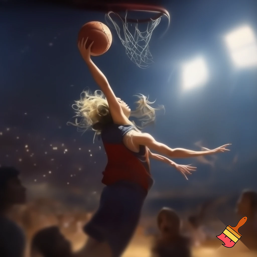 behind white teenage basketball with dirty blonde hair making a game winning far shot