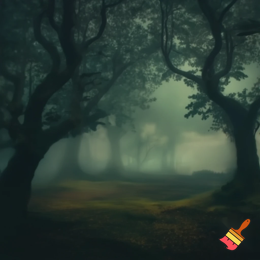 forest at dusk, dark pastel greens