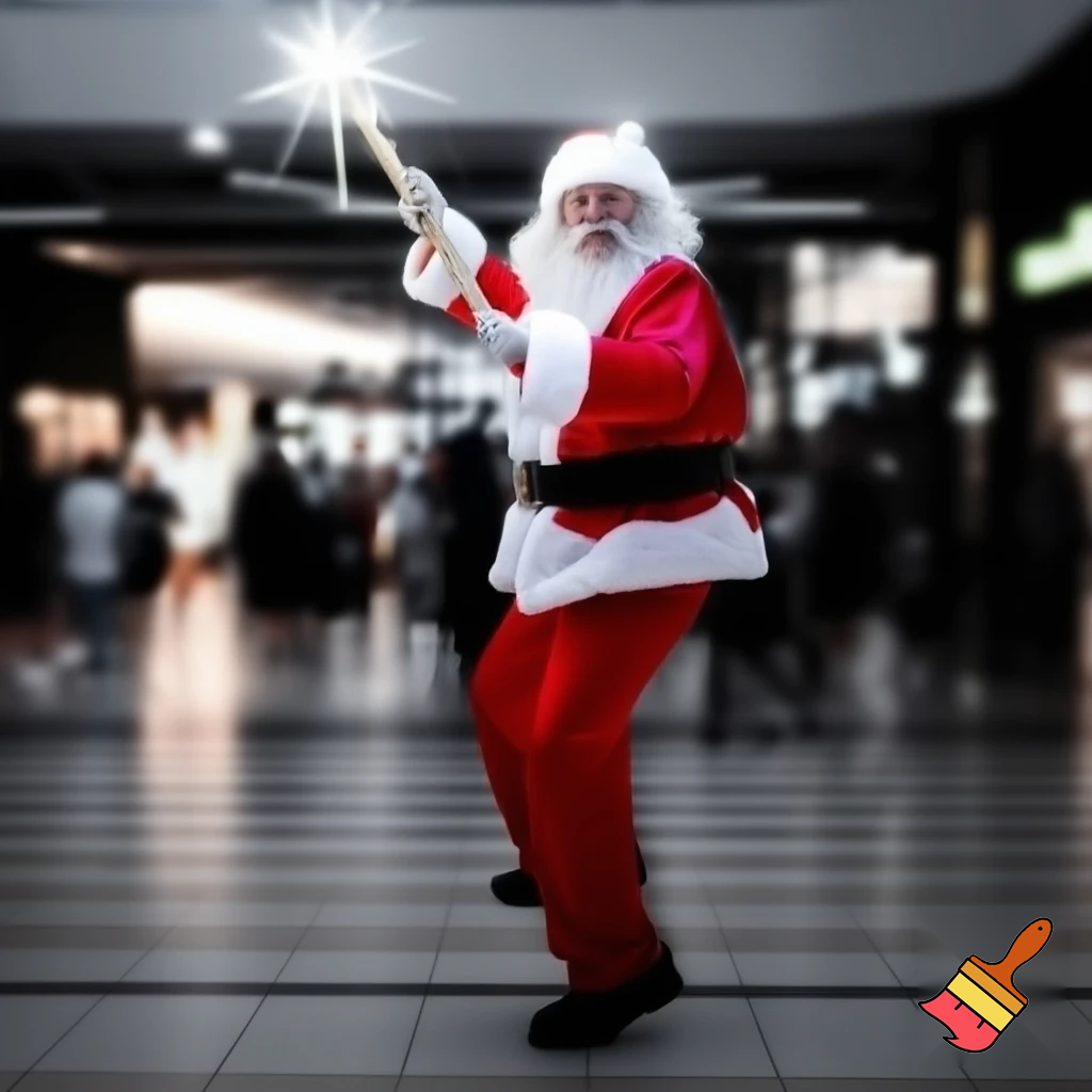 Santa Claus dancing shopping Centre walking Australian magic walking stick walking stick star