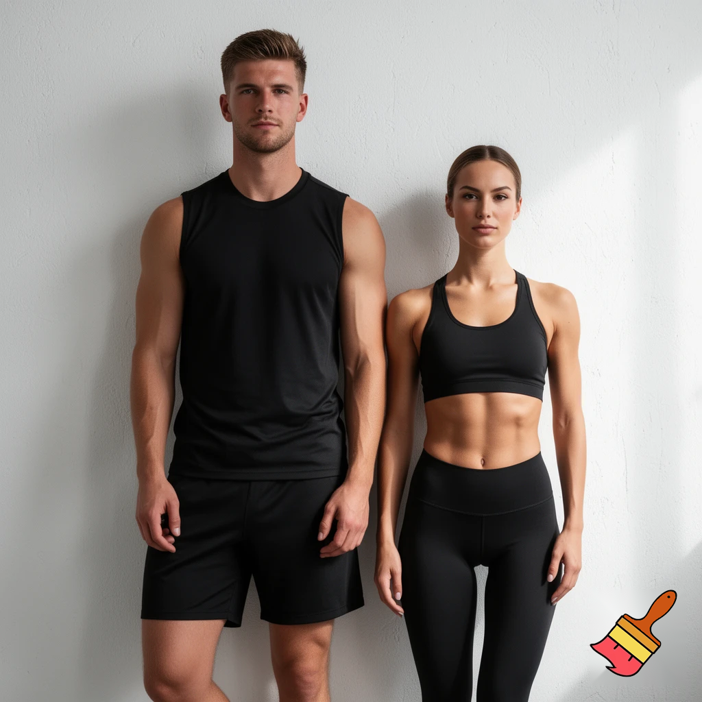 Goretzka showing body and Vanessa showing body at the standing on the white wall 