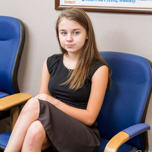 teenage girl in the principals office waiting room