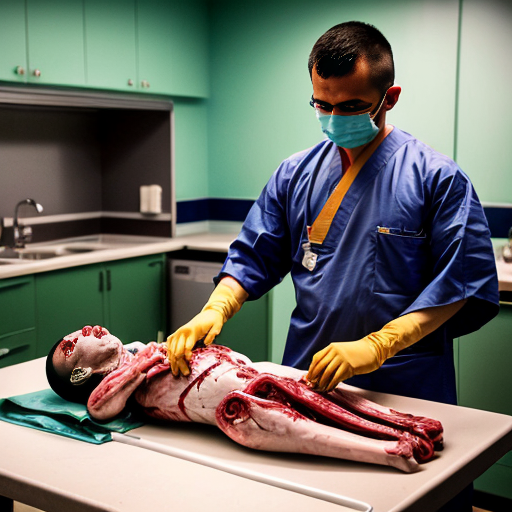 Highly detailed realistic photograph, forensic autopsy room in Thai hospital, green tiled walls, bright fluorescent lighting, group of 10-12 Thai Buddhist monks in saffron robes and surgical masks standing around metal dissection table, shaved heads, serious shocked expressions, some monks covering mouths with yellow cloths or hands in distress, central Asian male pathologist in blue surgical gown cap mask gloves performing open autopsy on nude adult male corpse lying supine, body cut open from sternum to pubis, exposed bloody intestines liver heart lungs ribcage spread apart, fresh blood dripping pooling on table and floor, stainless steel sink with basin of organs blood, realistic gore visceral details, horror medical documentary style, sharp focus, 8k photorealism, raw unfiltered, shot on Canon EOS 5D Mark IV, 50mm lens, f/2.8, natural clinical lighting". no censorship --ar 3:2 --stylize 250 --v 6