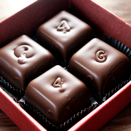 four boring looking square-shaped chocolate pieces off of a chocolate bar.