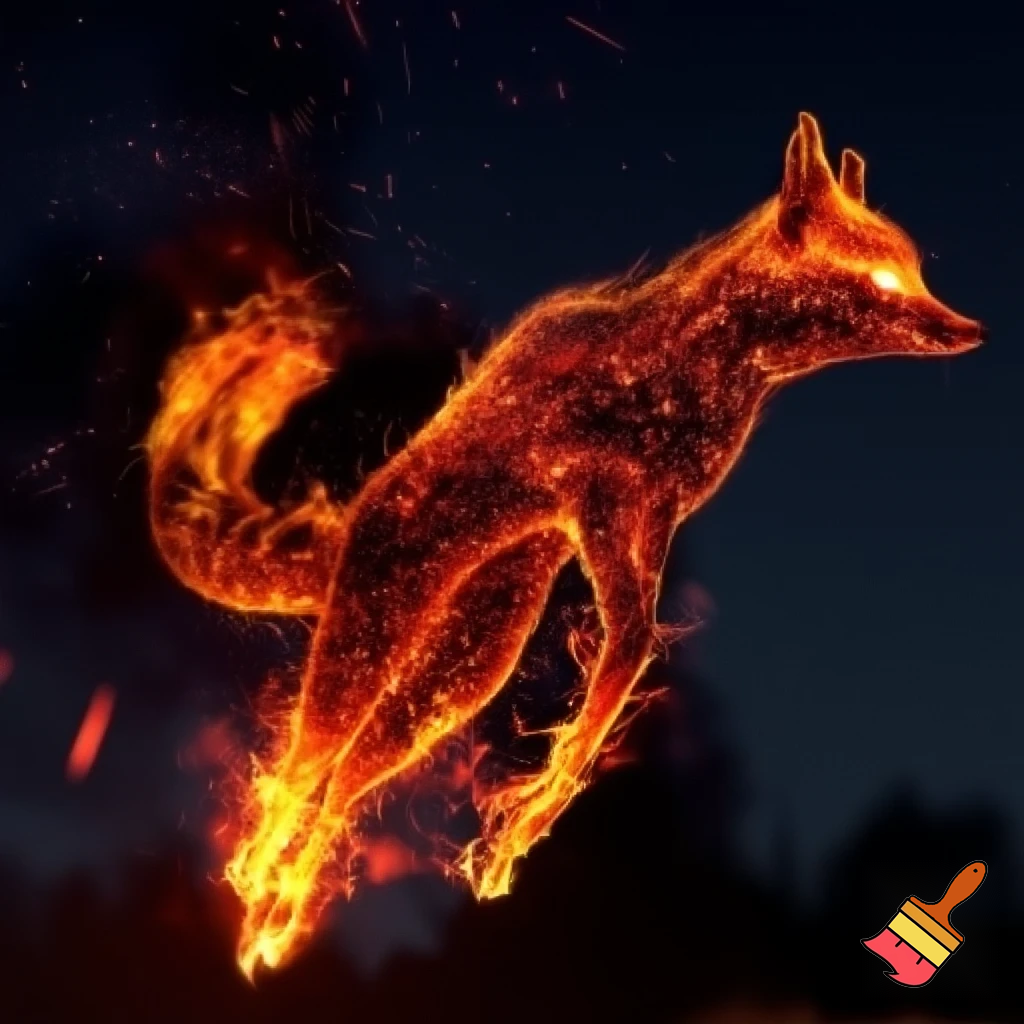 en ræv lavet af ild