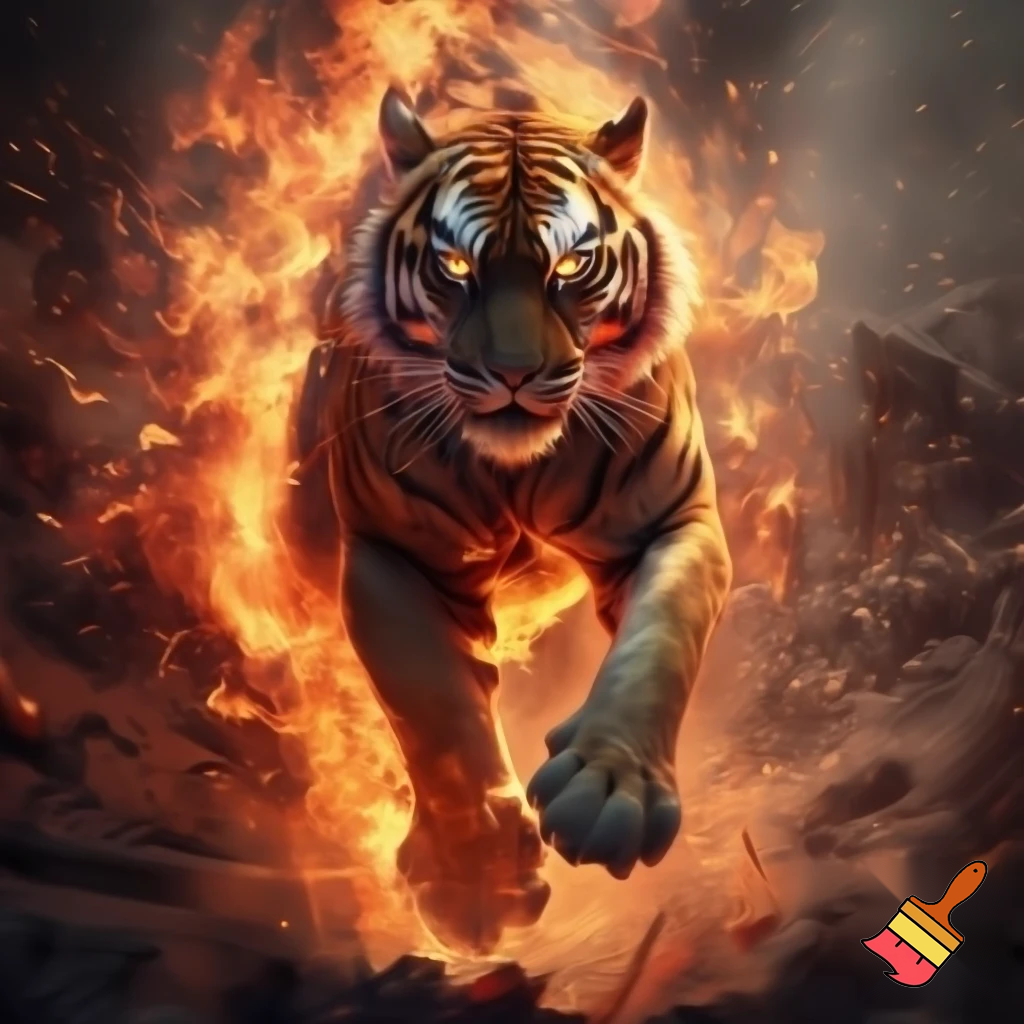un tigra bulado am foc