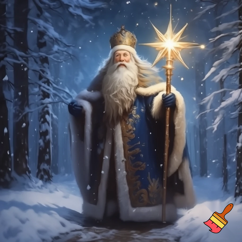 Russian Santa Claus magic one staff walking stick with a star real Santa Claus, Santa Claus