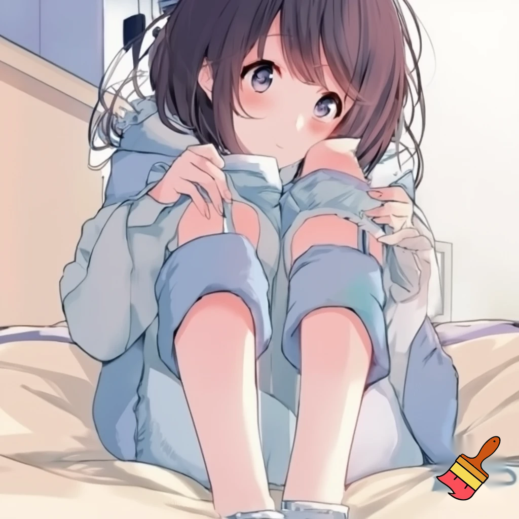 Anime girl so cool and cute is with cool clothes is touching her asses and her asses are big but cool