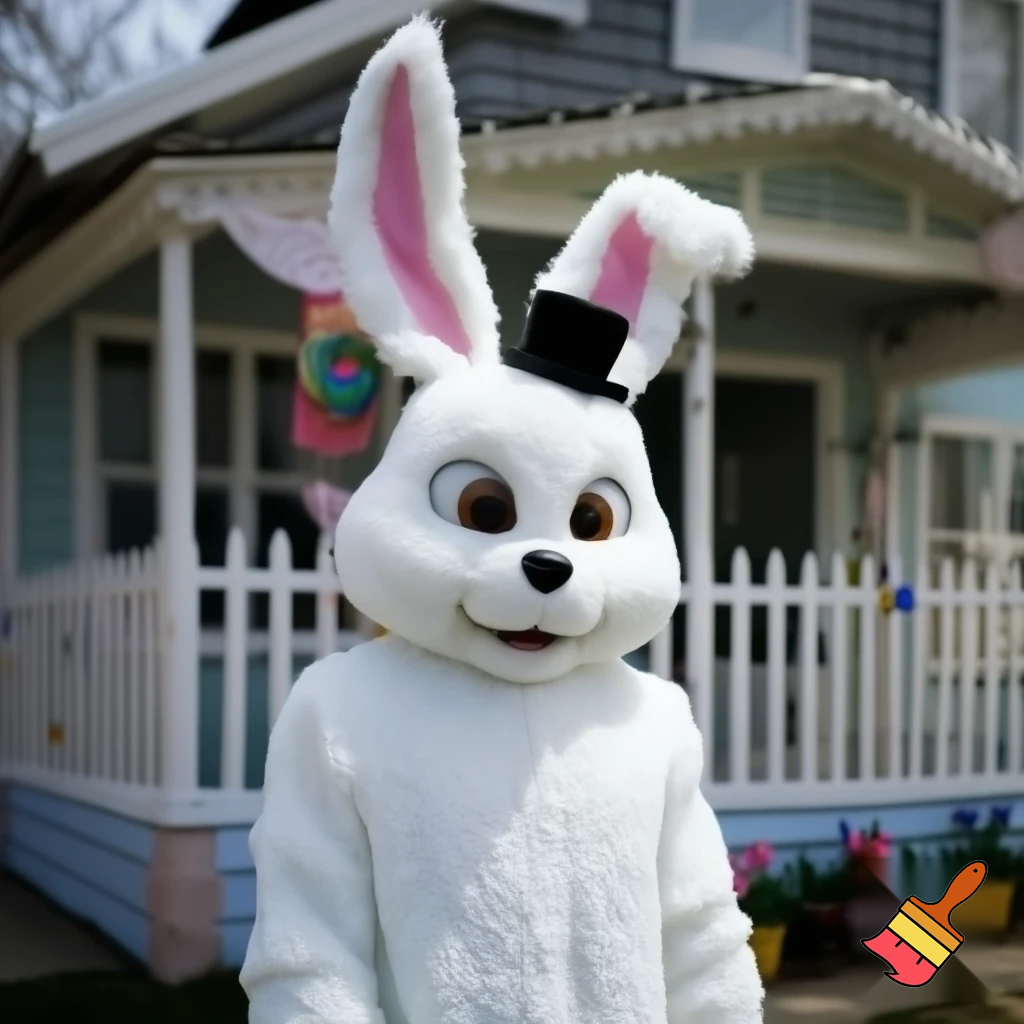 Easter bunny mascot costume top hat Easter only sells house