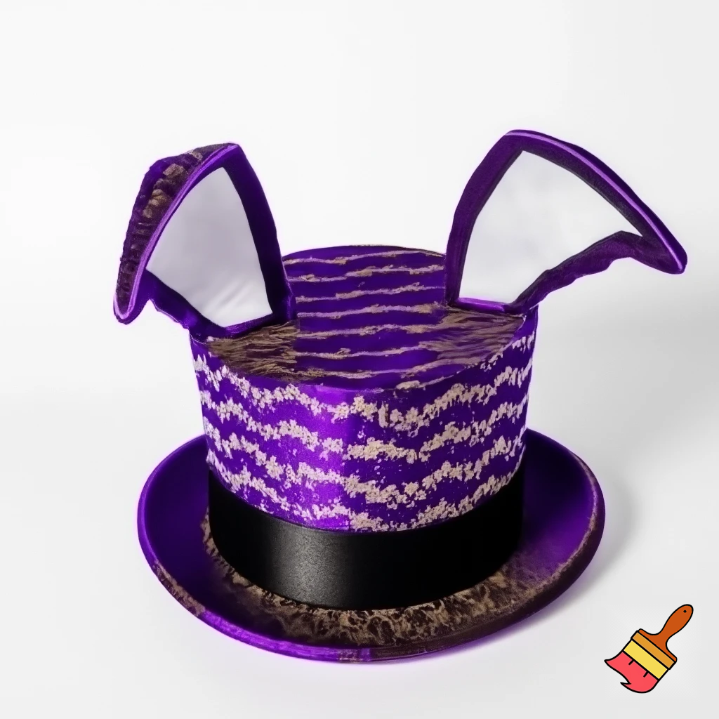 Easter bunny top hat headband, purple and white gold and silver top hat black purple dark purple special hat in delicate purple white, purple and white gold golden silver patterns Easter top hat