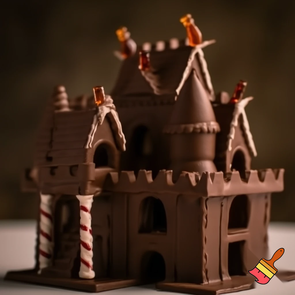 A gingerbread house castle chocolate