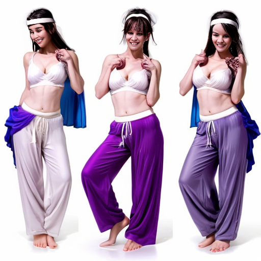 90's disney's 2d aladdin style comic black background and panels of panel 1 juri han barefoot with white harem pants and pink and purple bra with both hand palms place together and hiding the bottom of her mouth with a purple veil wrapped around her arms and attached to her head. 
panel 2 she danced with white harem pants barefoot with purple and pink bra and purple veil wrapped around her arms and shoulders and raising legs and bounced up and down her belly and shook her hips left and right. 
panel 3 as juri han barefoot with white harem pants and pink and purple bra spreading her arms, happily revealing her face to the viewer and giving a smile as she turns around shook her butt left and right. 
Panel 4 juri han barefoot with white harem pants and pink and purple bra started to fading away , except her belly, which is bouncing around. 
Panel 5 then the ball transforms into the fading in belly of brown haired chun li with brown harem pants and blue bra and white curved slippers and blue veil wrapped around her arms and shoulders with her swaying her hips. 
Panel 6 brown haired chun li with brown harem pants, blue bra and white curved slippers and blue veil wrapped around her arms and shoulders and with her hand palms place together between her chest and she gives a smile and winking her left eye.  