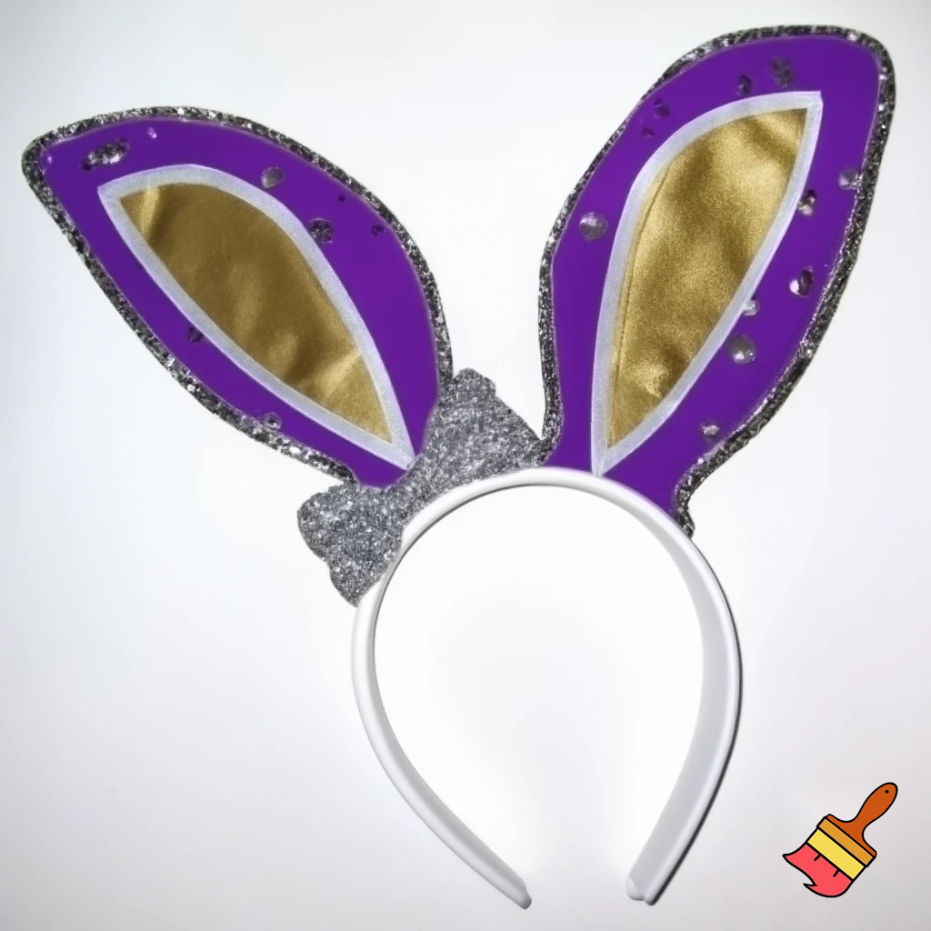 Easter bunny top hat headband, purple and white gold and silver