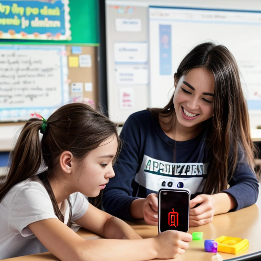 Goretzka play game on apple phone and Vanessa play game on apple phone at the classroom 
