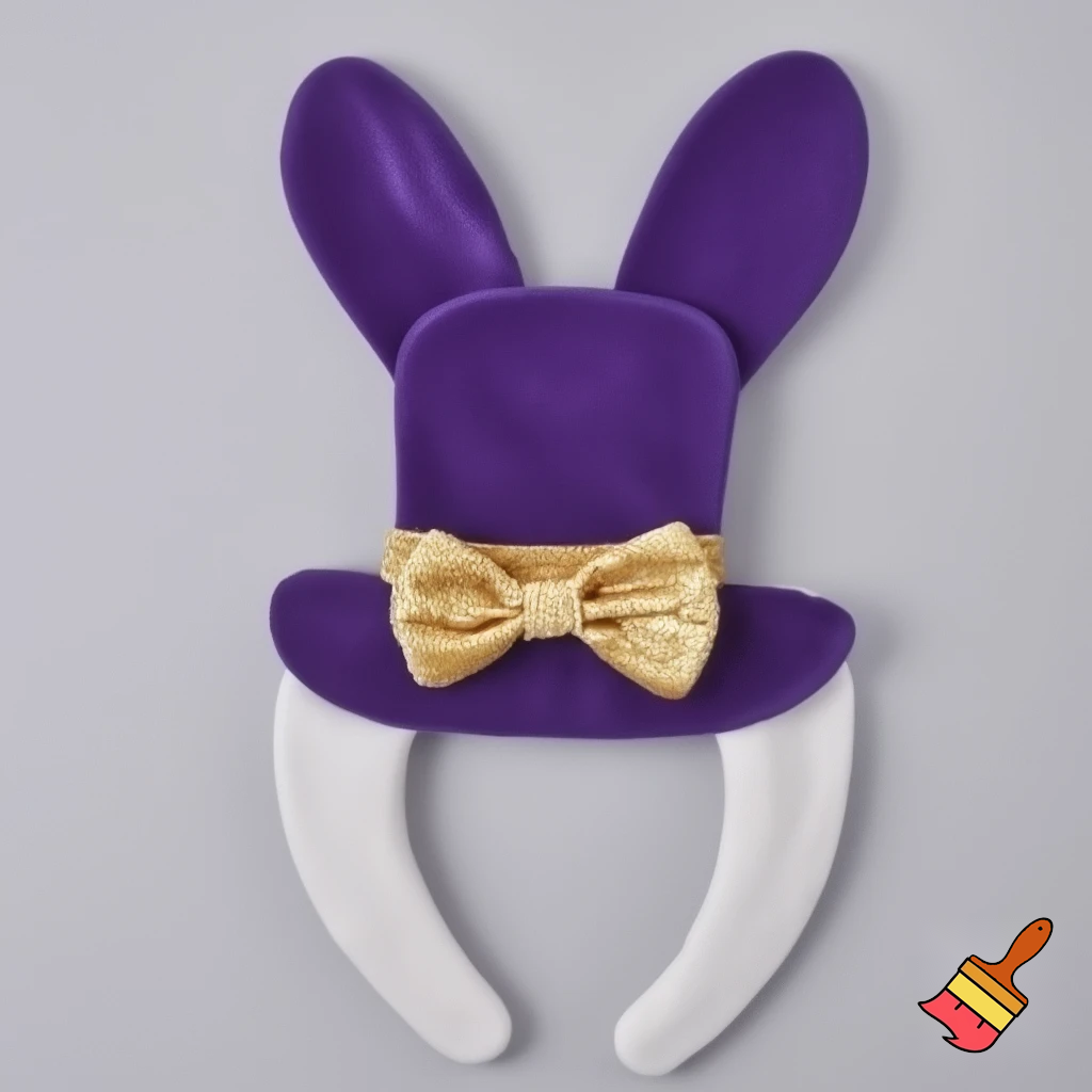 Easter bunny top hat headband, purple and white with gold