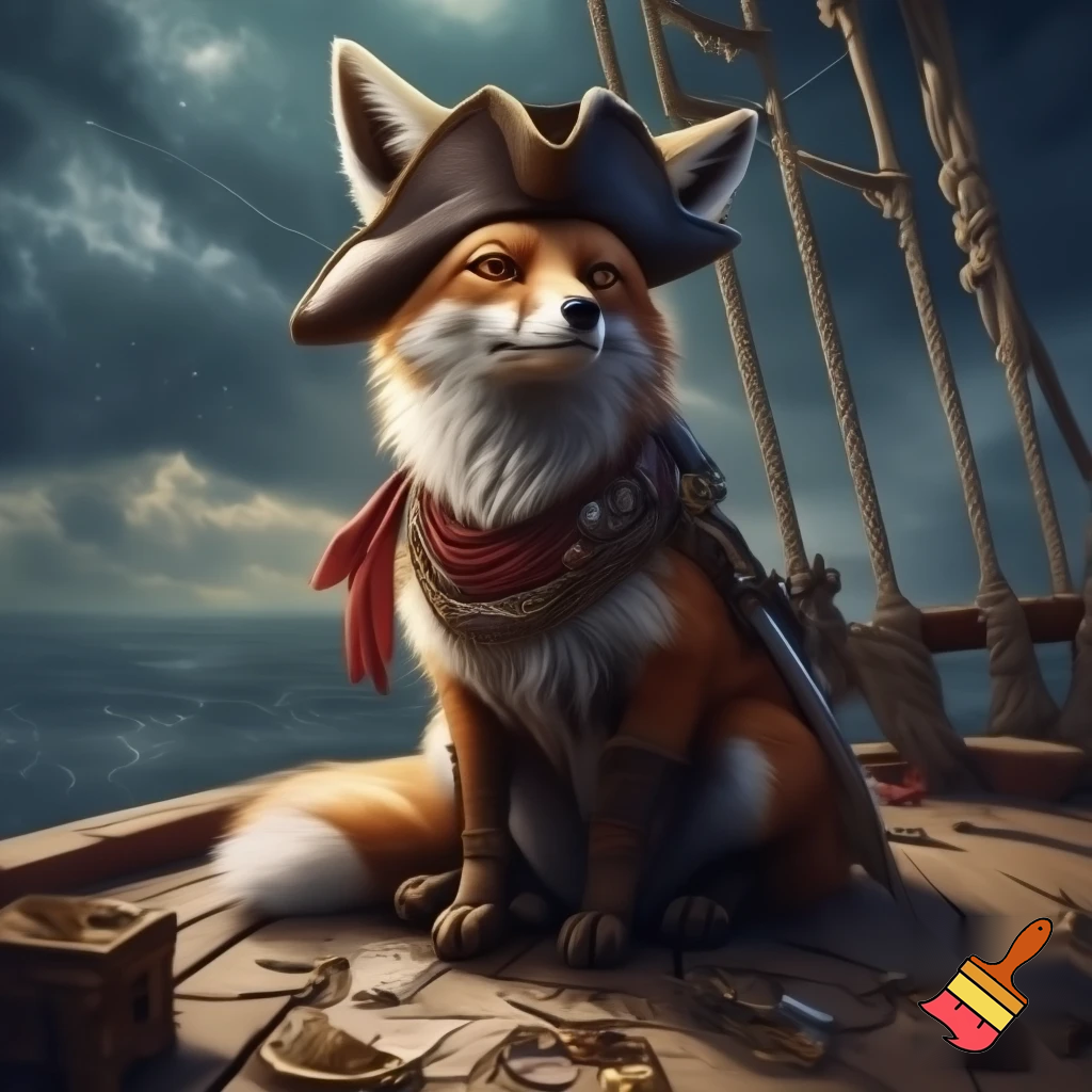 fantasi pirat ræv der sidder på fire ben