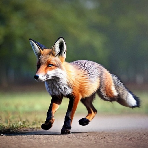 detailed realistic photo of a fox chasing a bunny