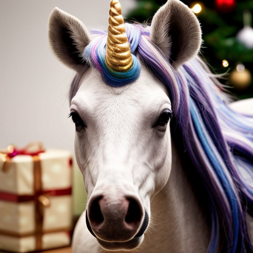 christmas unicorn, photorealistic