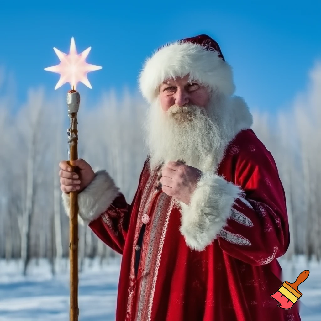 Santa Claus, Russia walking stick with the start the real Santa Claus
A star