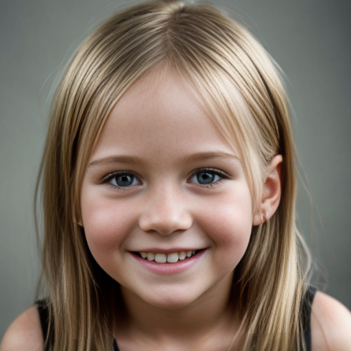 Finnish little girl, blonde, straight hair, smiling