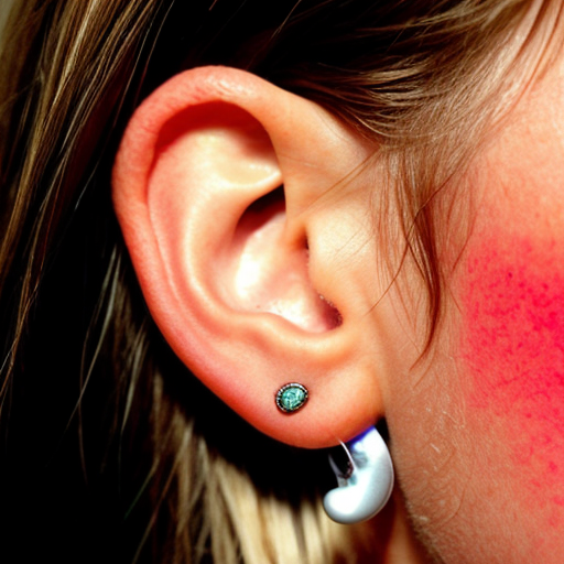 Cool 90s aesthetic grainy very close up very zoomed in photo of a 12 year old very tan blonde boy’s ear, whole ear is stretching into a the shape of a pair of boy lips