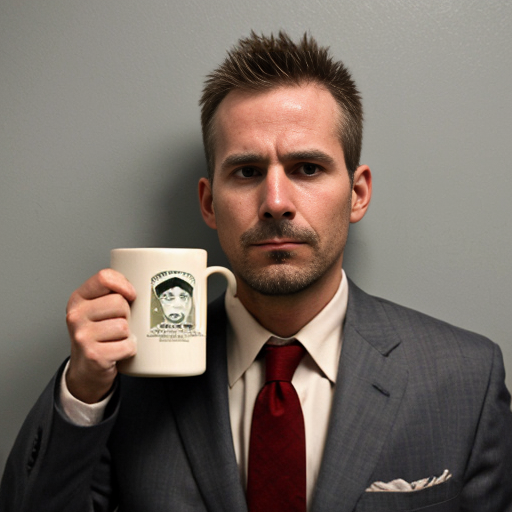 Strong rat, cheese in hand, mug shot evil with suit rat