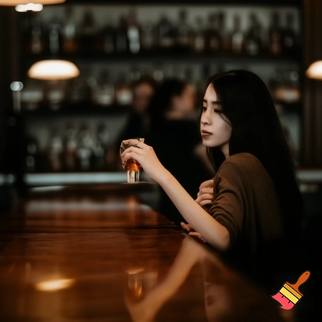 a woman in a bar