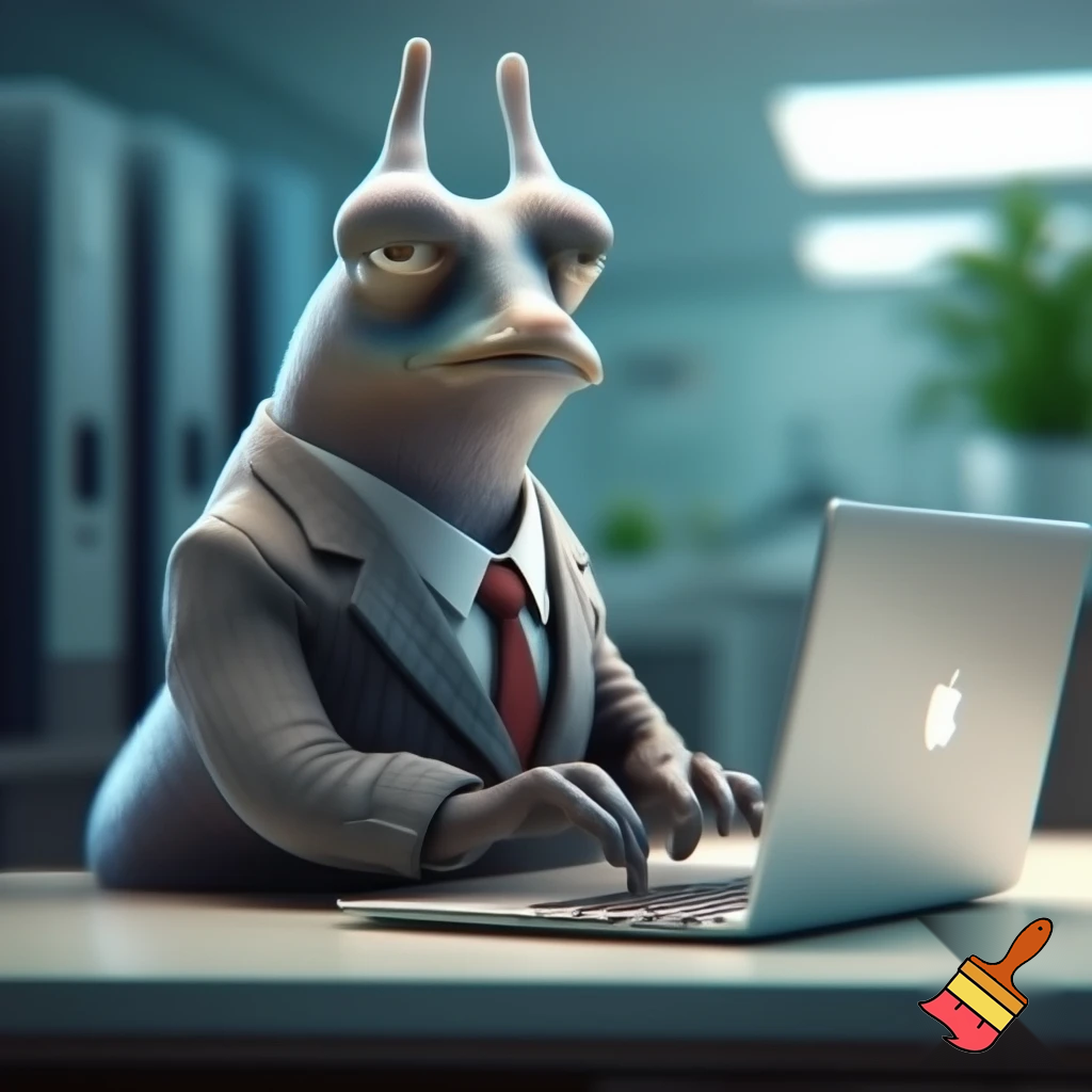 corporate slug typing on computer