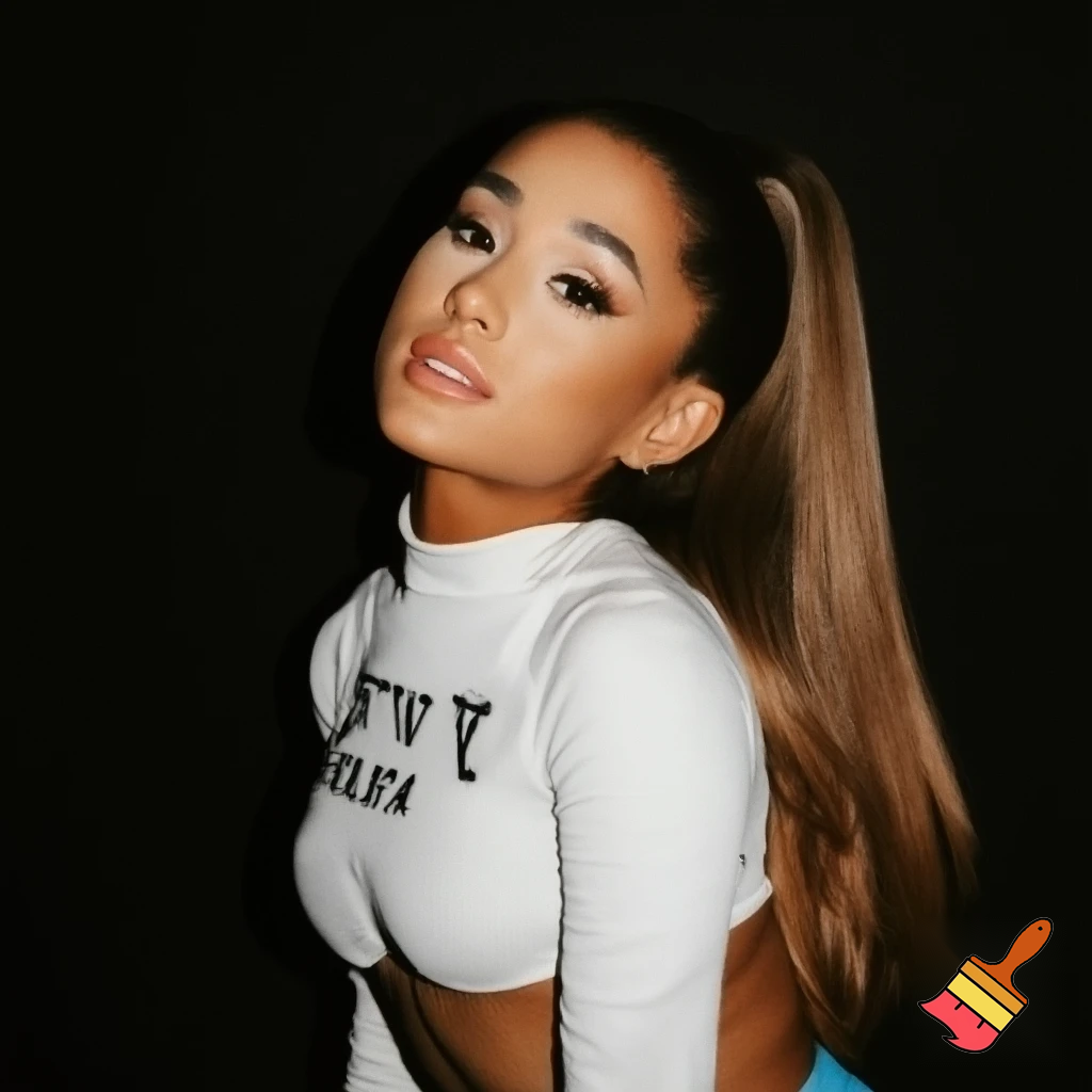 ariana grande wearing a sexy tight top with a text that's say "thank u next "