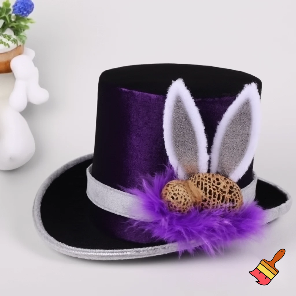 Easter bunny top hat headband, purple and white gold and silver top hat black purple dark purple special hat in delicate