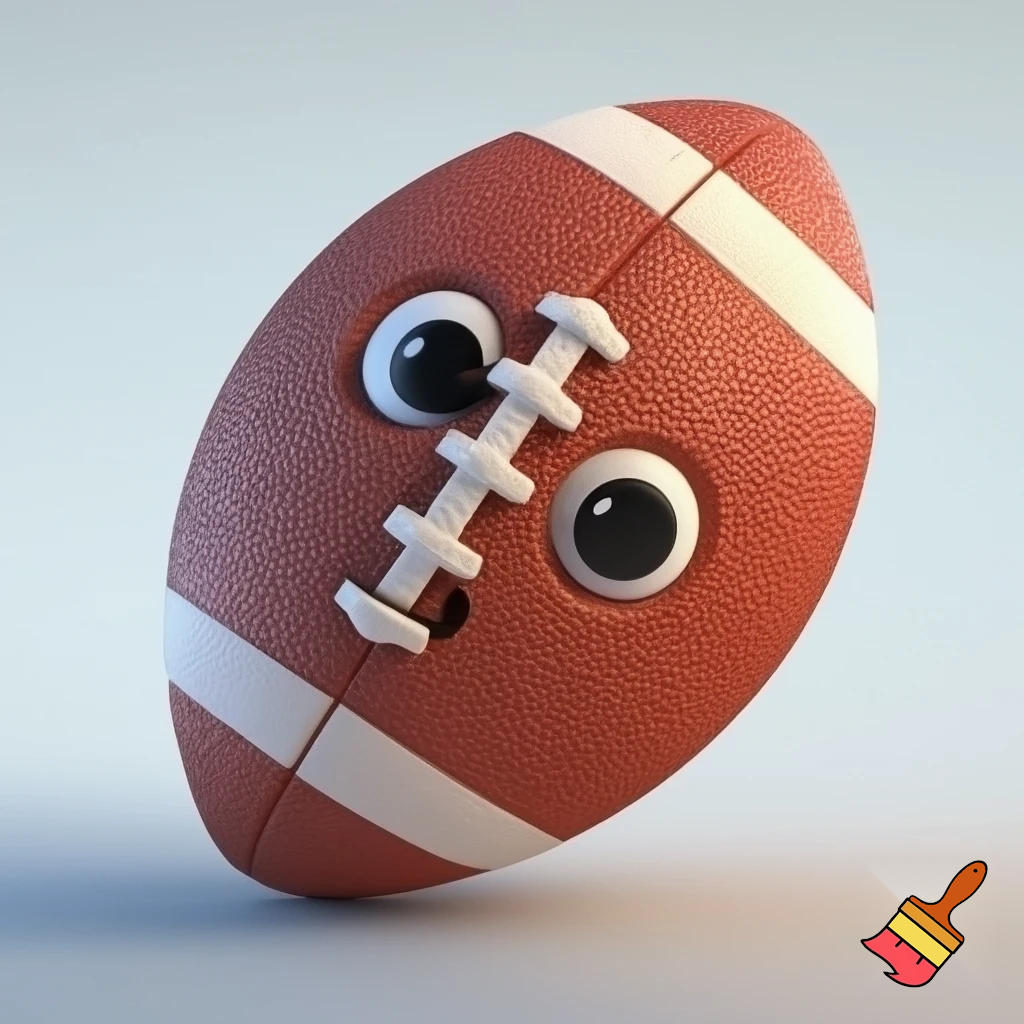 a cartoon American football with a cartoon face on it