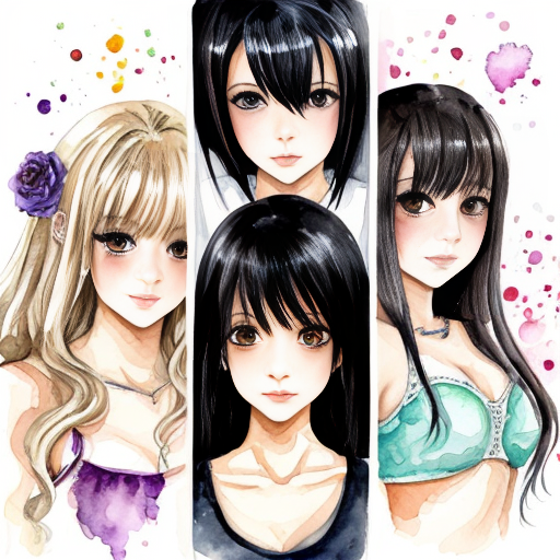 Four girls anime style 
