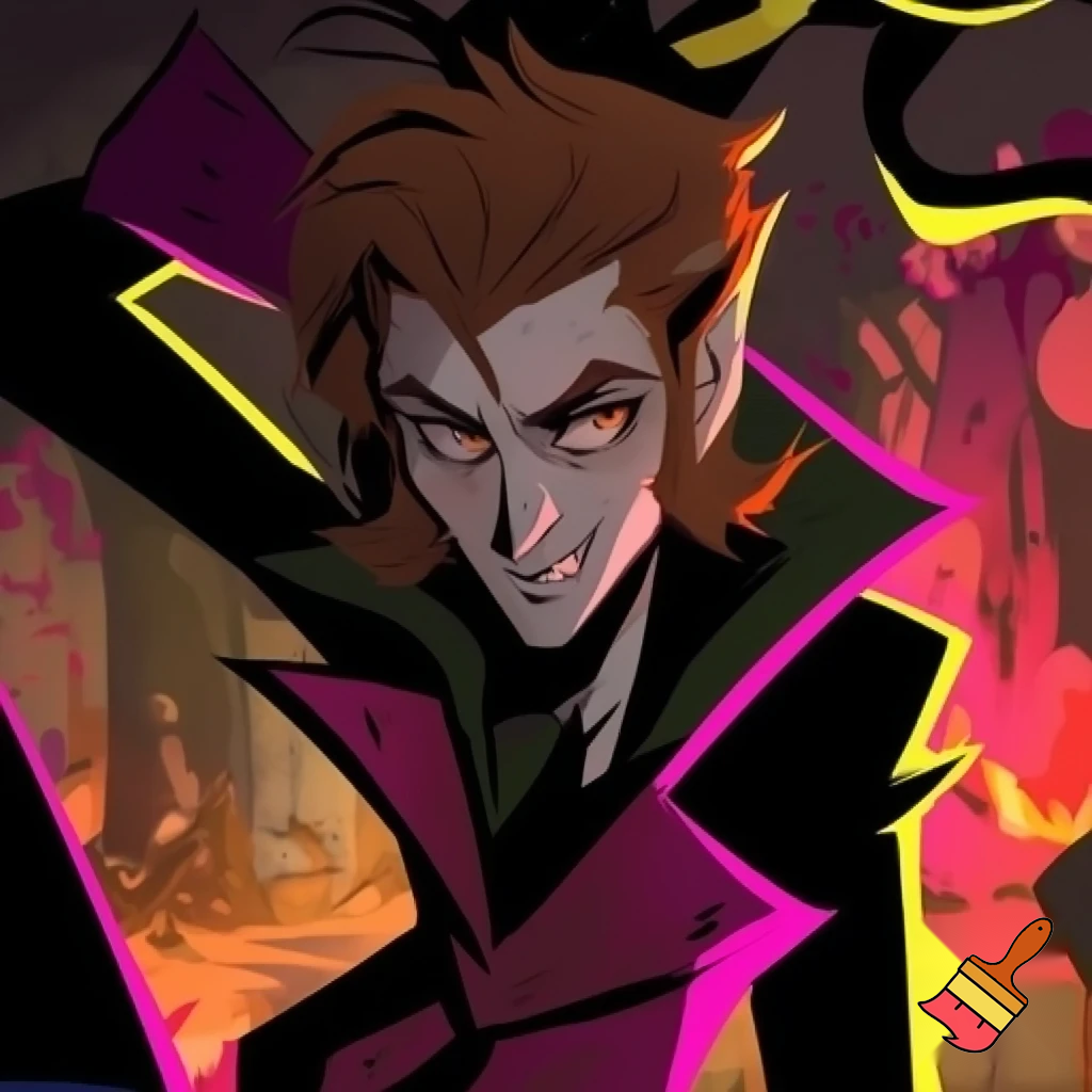 Percival from Vox Machina in the cartoon style of hazbin hotel 