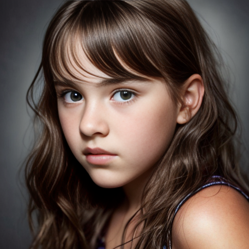 a self portrait of a 14 year old girl with wavy dark brown hair and brown eyes with a diamond face shape teenager ,