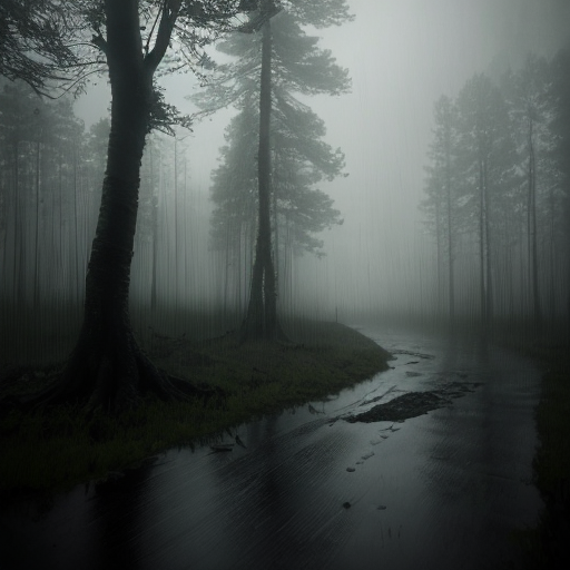 dark and gloomy environment forest rain