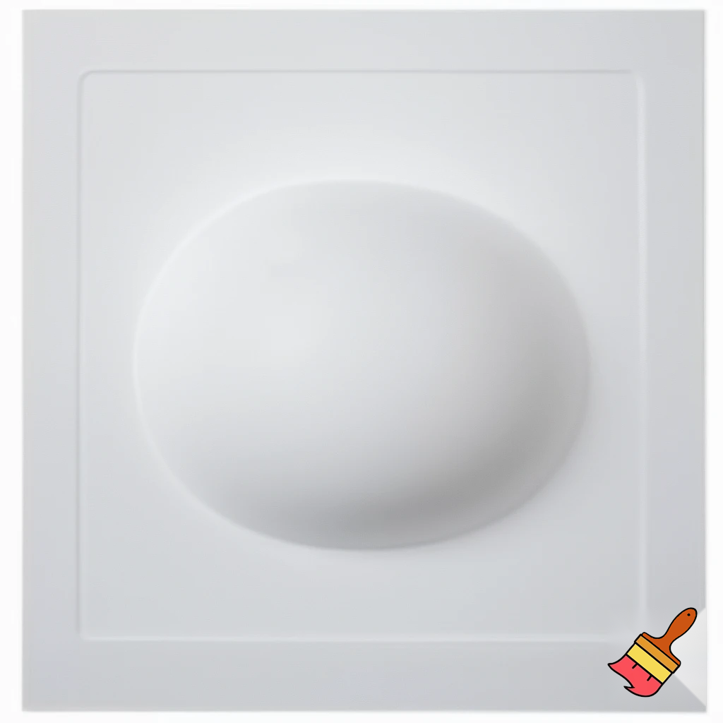 Imagine a flexible, gel-like bowl placed on top of a square piece of paper. The bowl’s material stretches and conforms perfectly to the square edges and corners of the paper, creating a smooth, dome-like shape. The bowl’s surface molds seamlessly to the square outline, resulting in a perfectly fitted, stretched, and dome-like appearance.